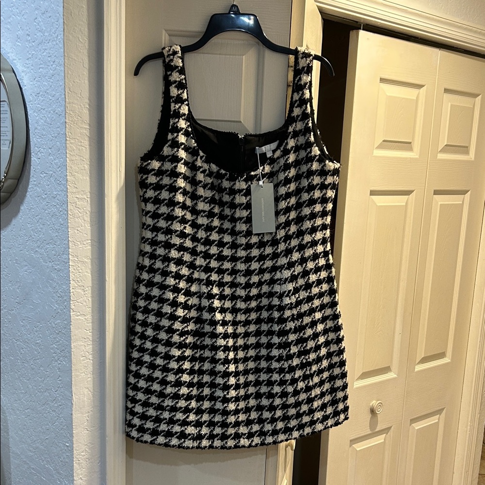 ANTONIO MELANI Black and White Houndstooth Dress
